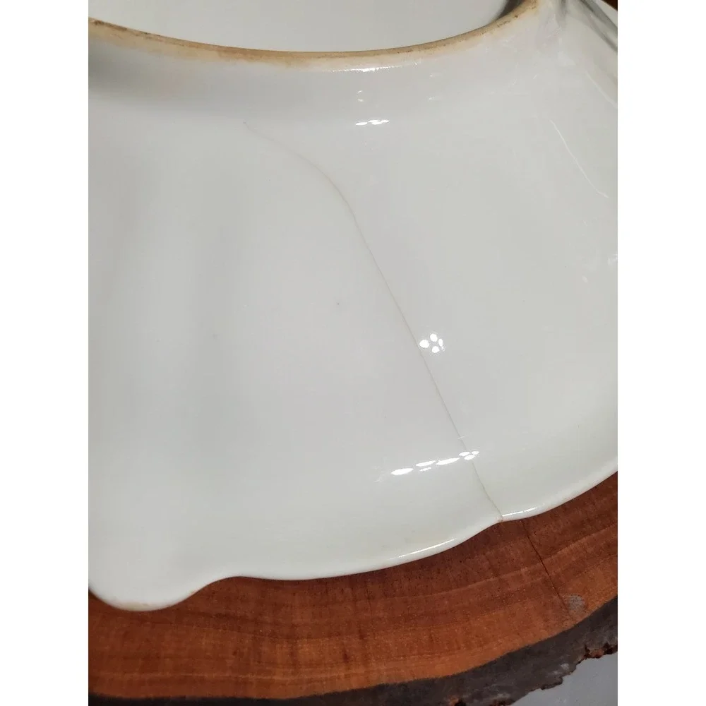 Vintage Rose Floral‎ German Porcelain Serving Tray Plate Gold Gilt Handles